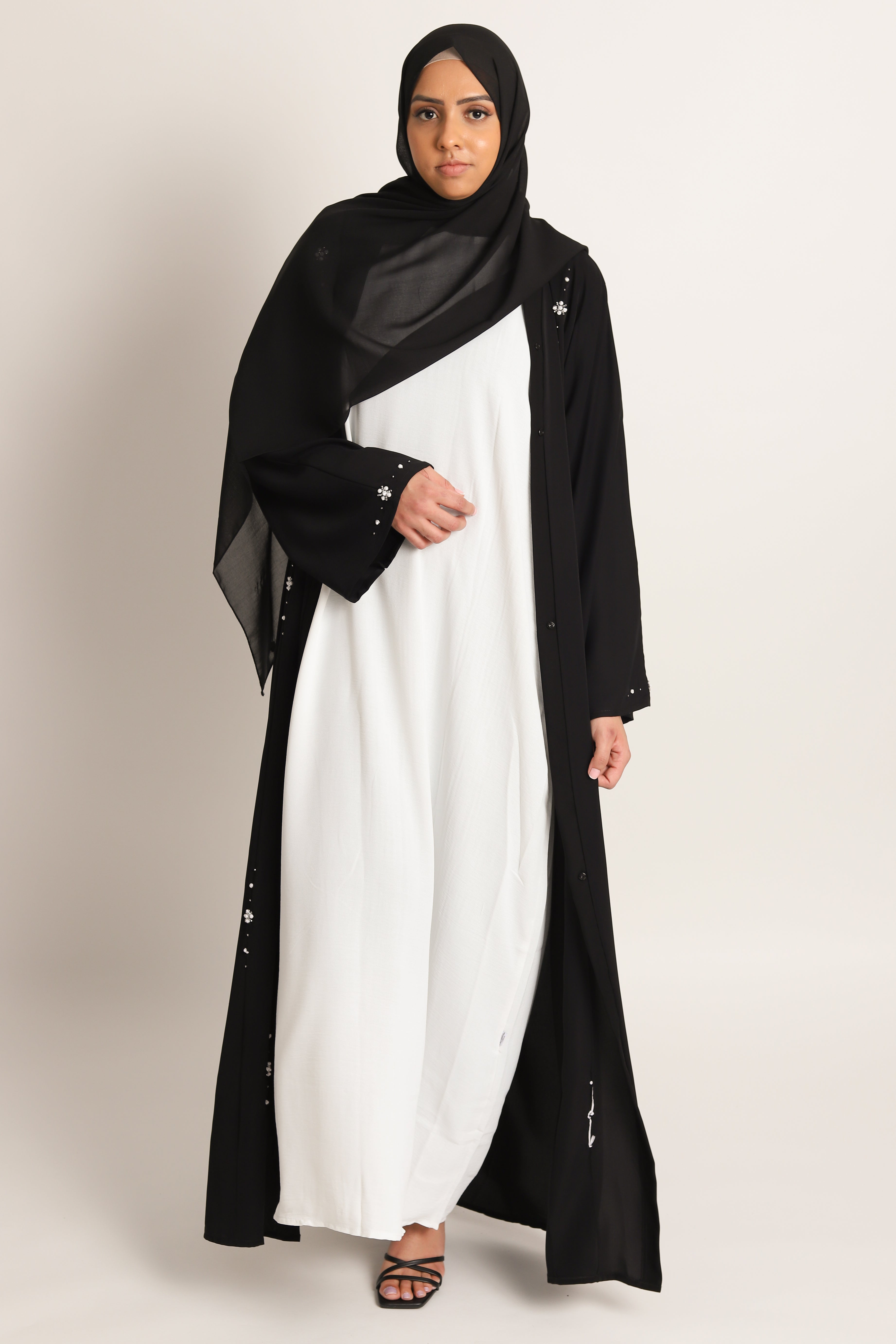 Salma Botanical Embellished Open Abaya