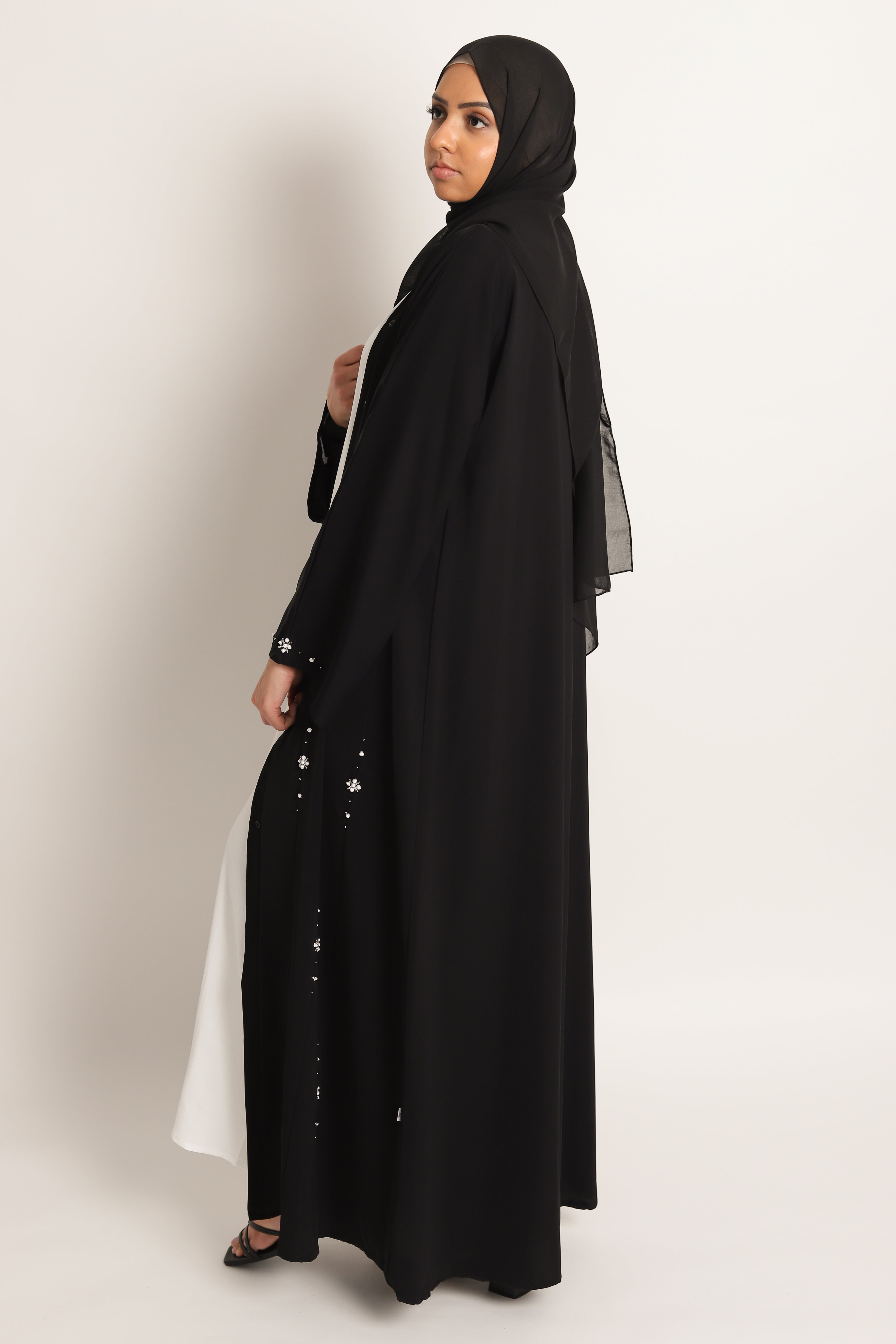 Salma Botanical Embellished Open Abaya