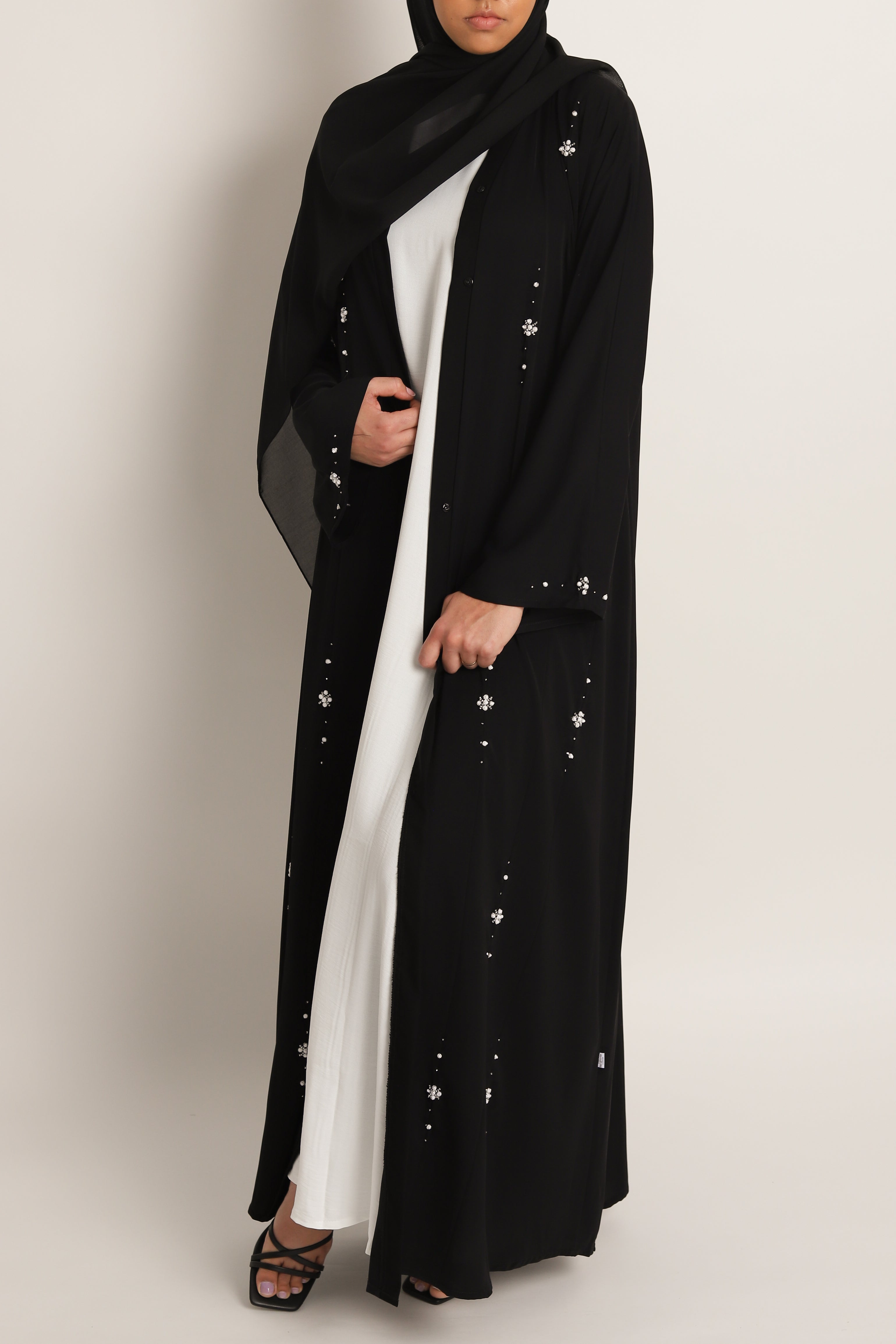 Salma Botanical Embellished Open Abaya