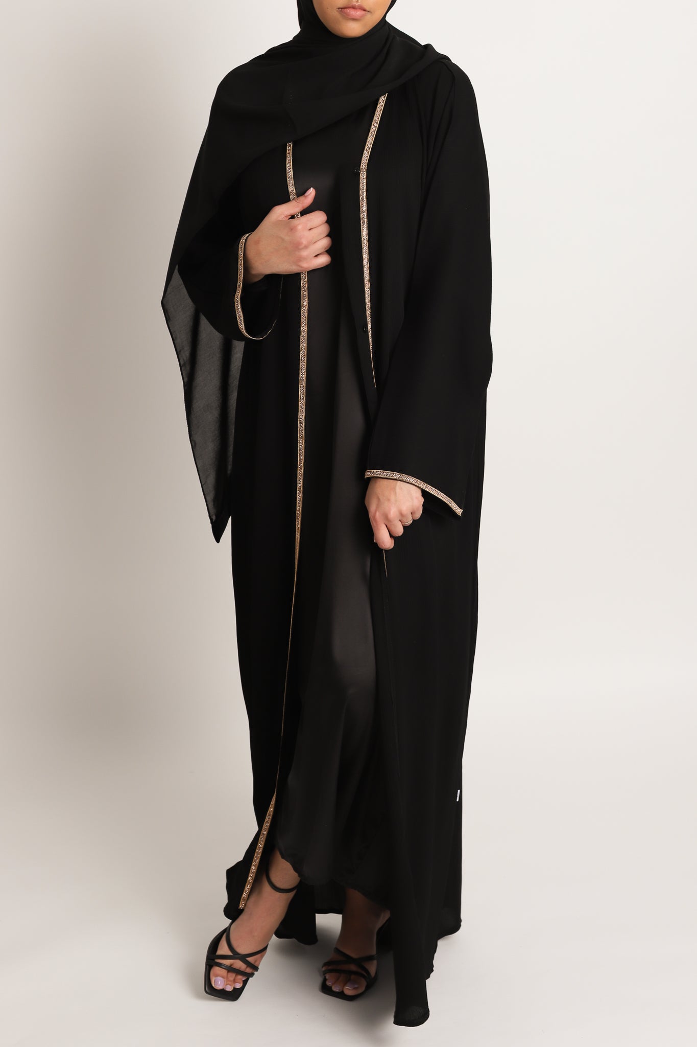 Shaima Gold Touch Open Abaya