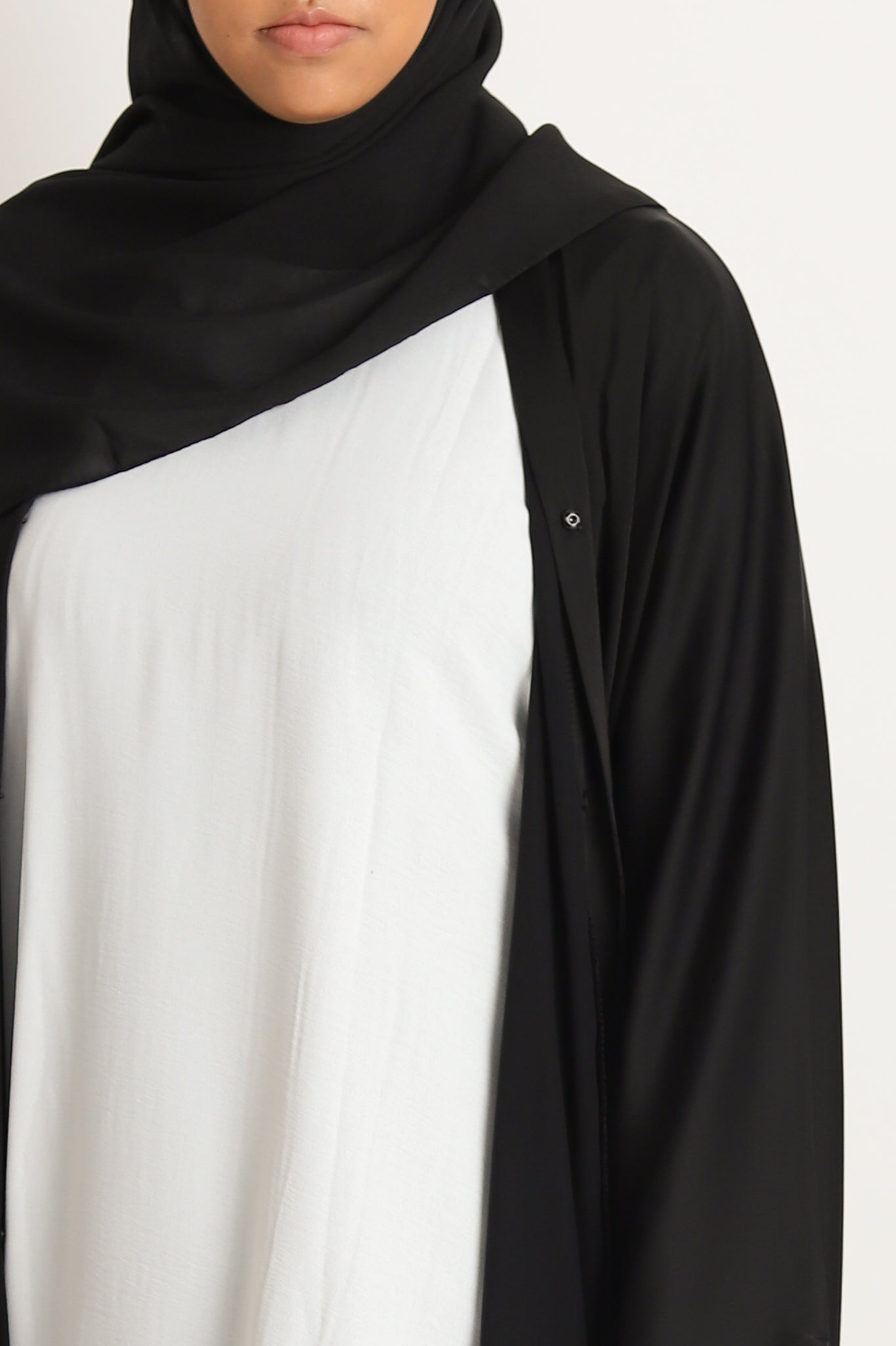 Plain Open Abaya - Black