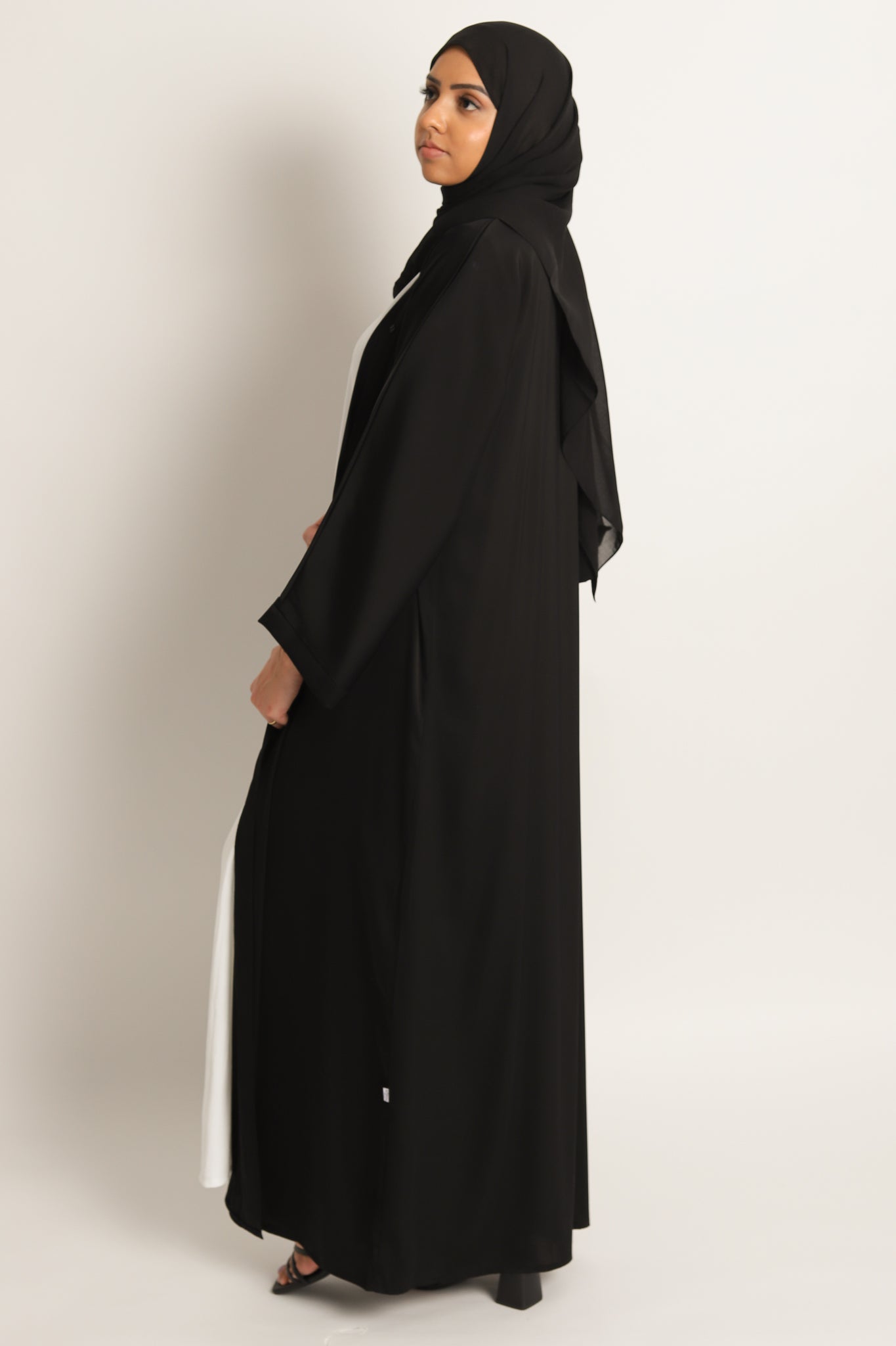 Plain Open Abaya - Black