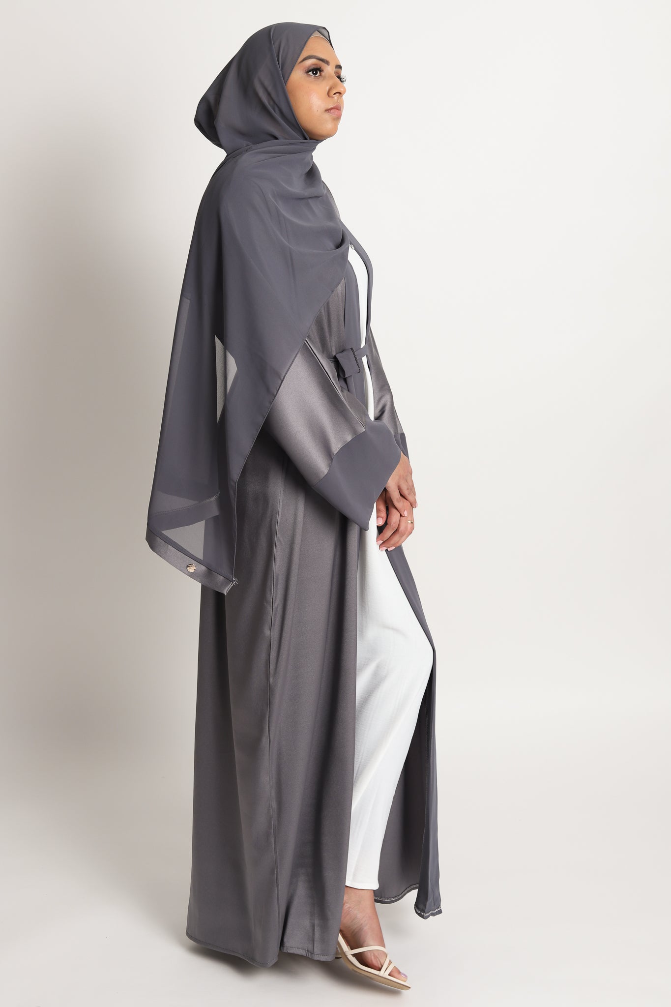 Sahar Open Abaya - Slate