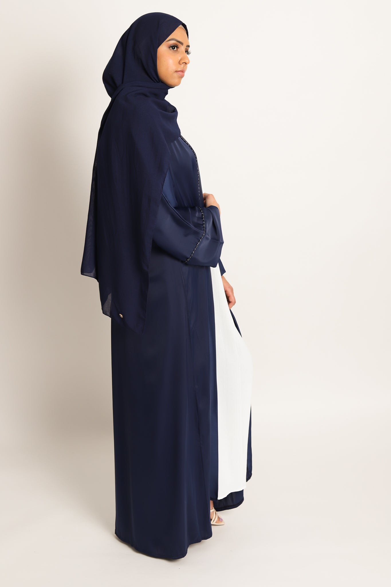 Layali Open Abaya - Navy