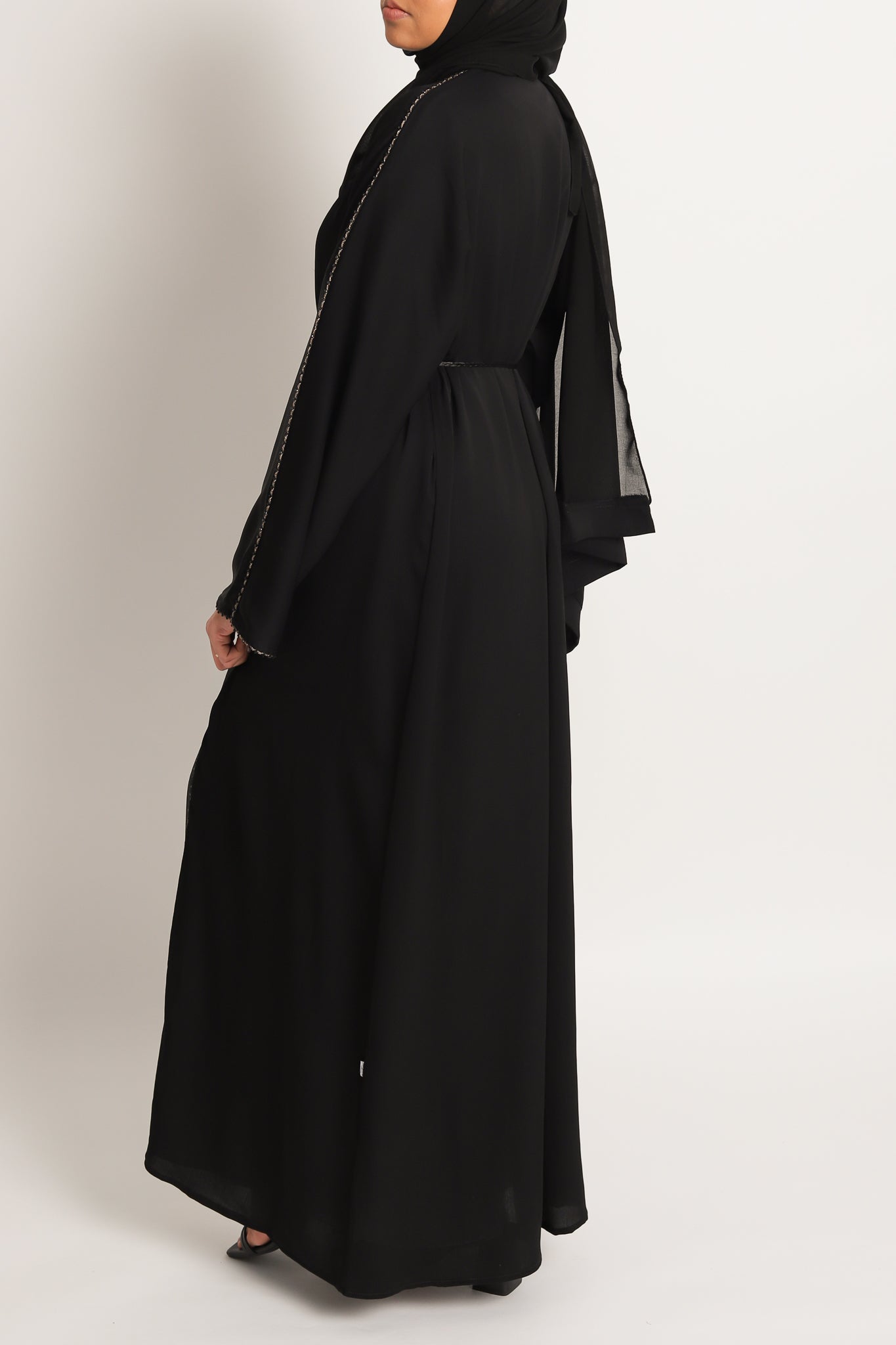 Sara Open Abaya with Gold Detail