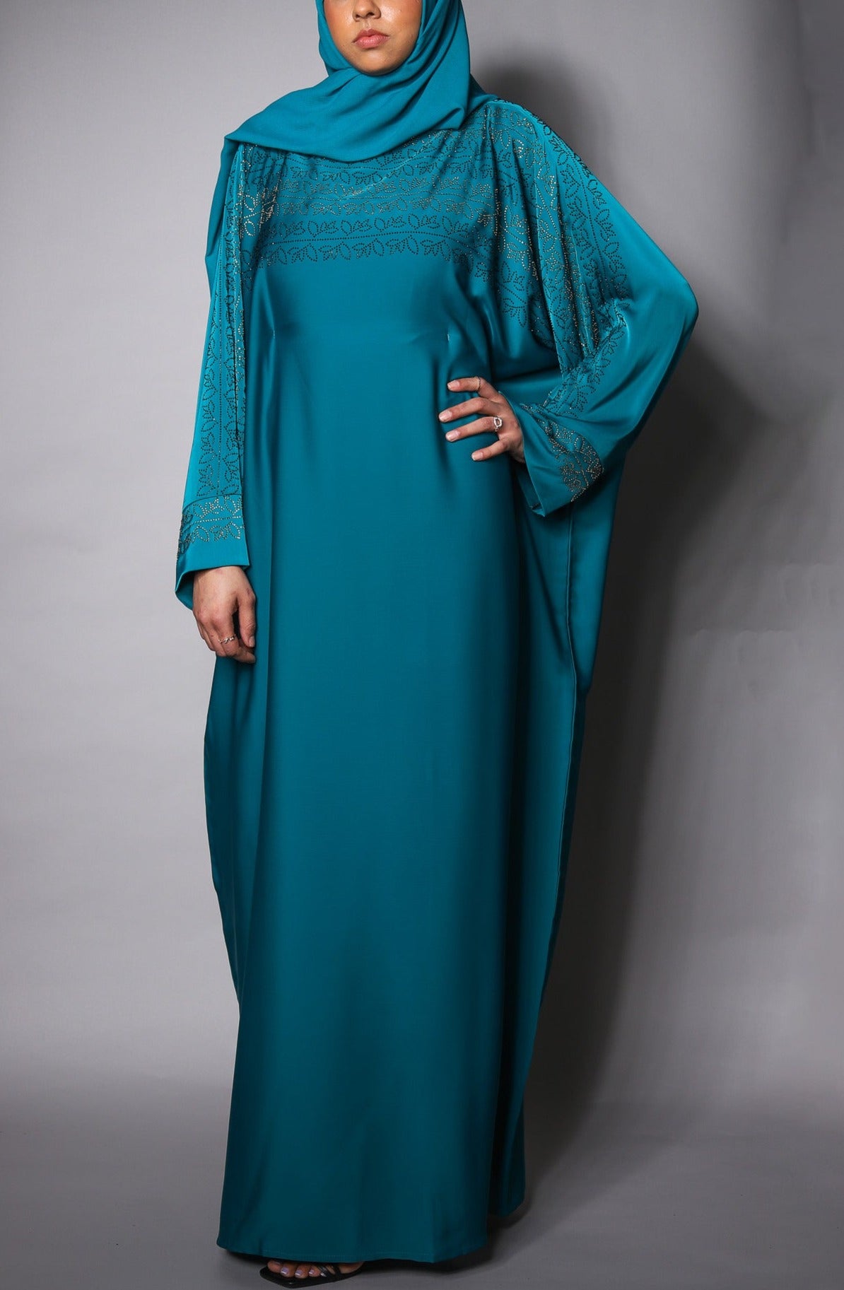 Teal Embellished Farasha