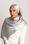 Crushed Satin Hijab Platinum