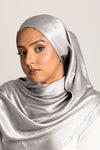 Crushed Satin Hijab Platinum