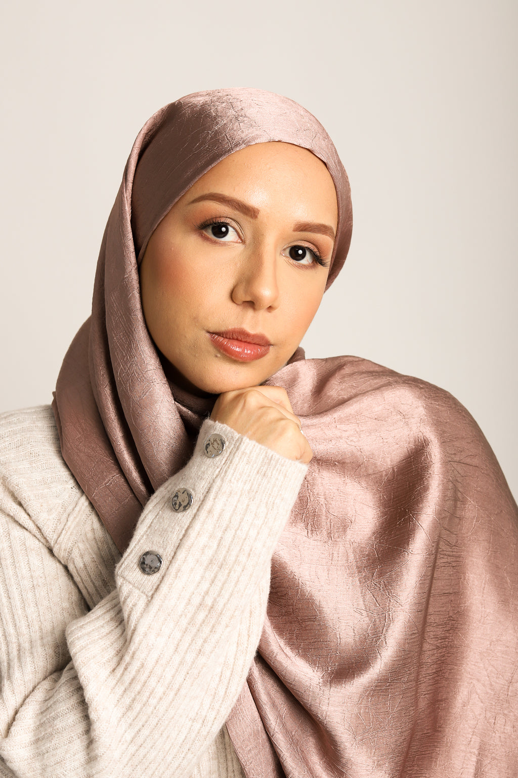 Crushed Satin Hijab Truffle