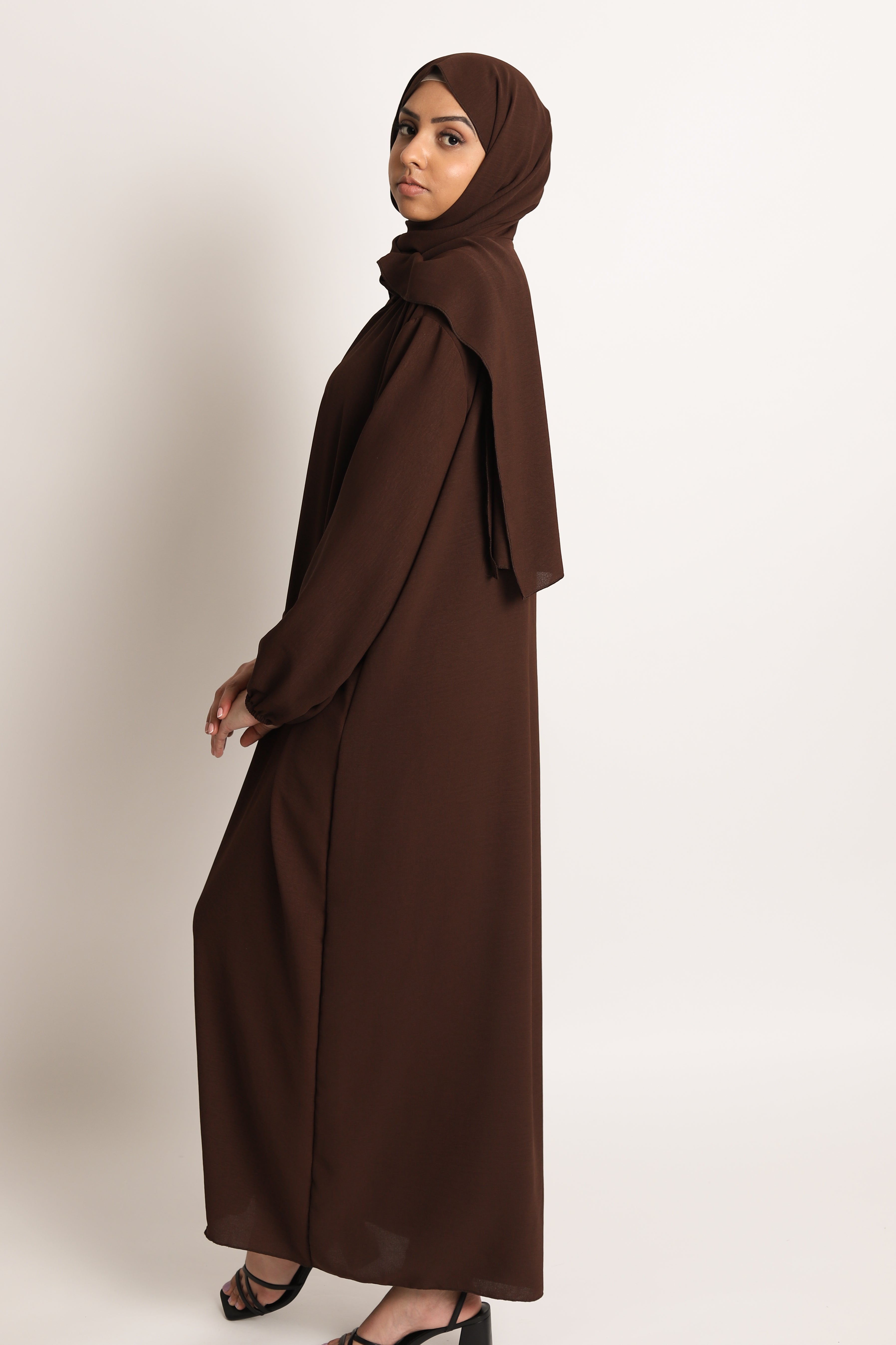 1 Piece Prayer Abaya - Brown