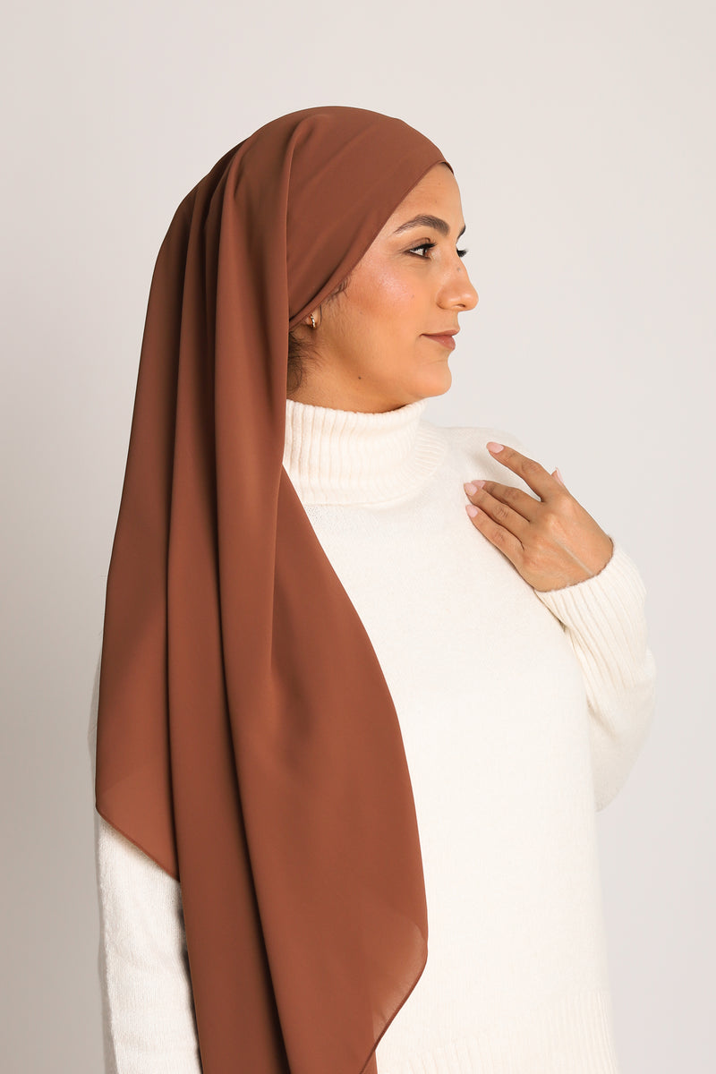 Premium Chiffon Hijab Chestnut