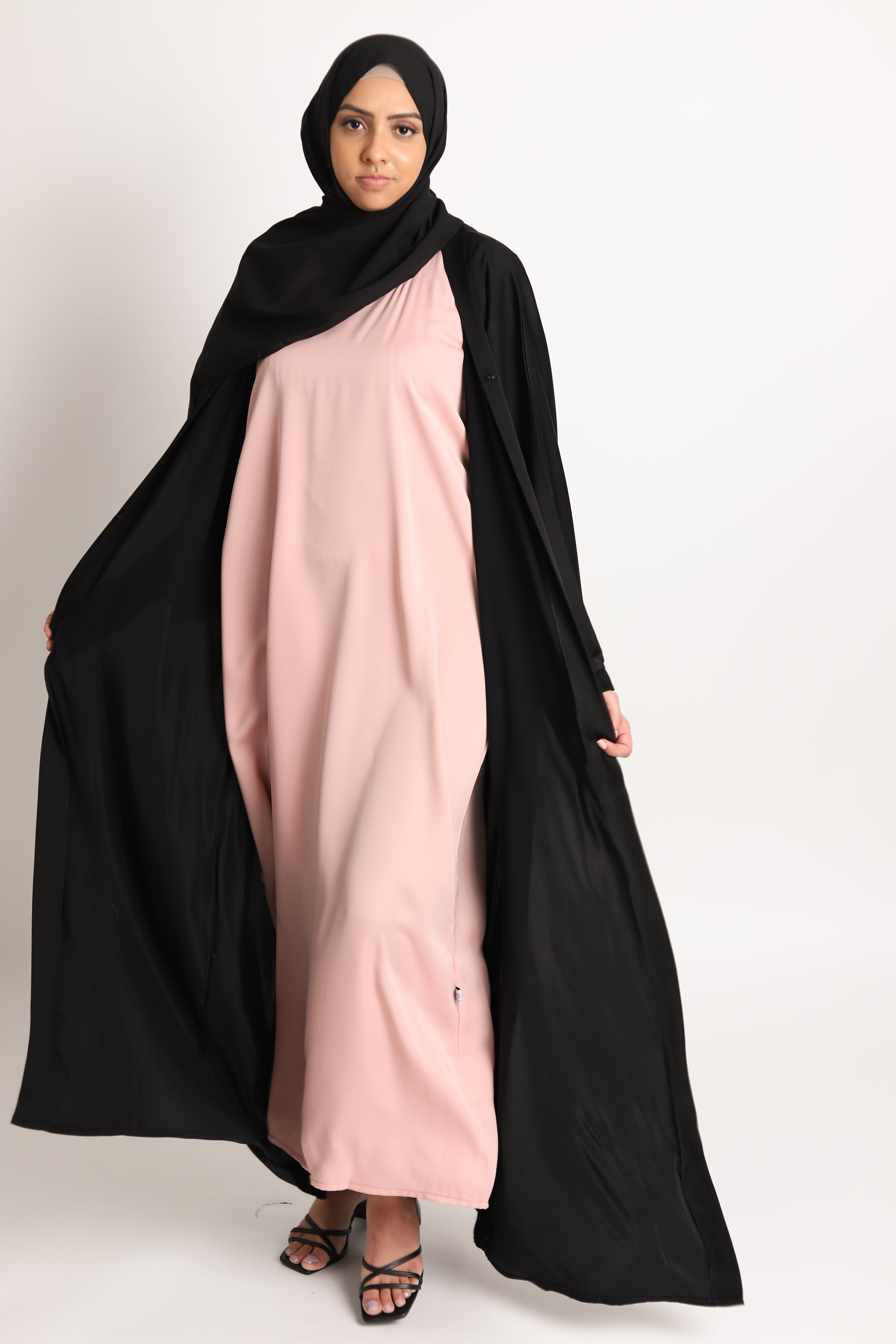 Short-Sleeved Abaya Slip Dress - Peony