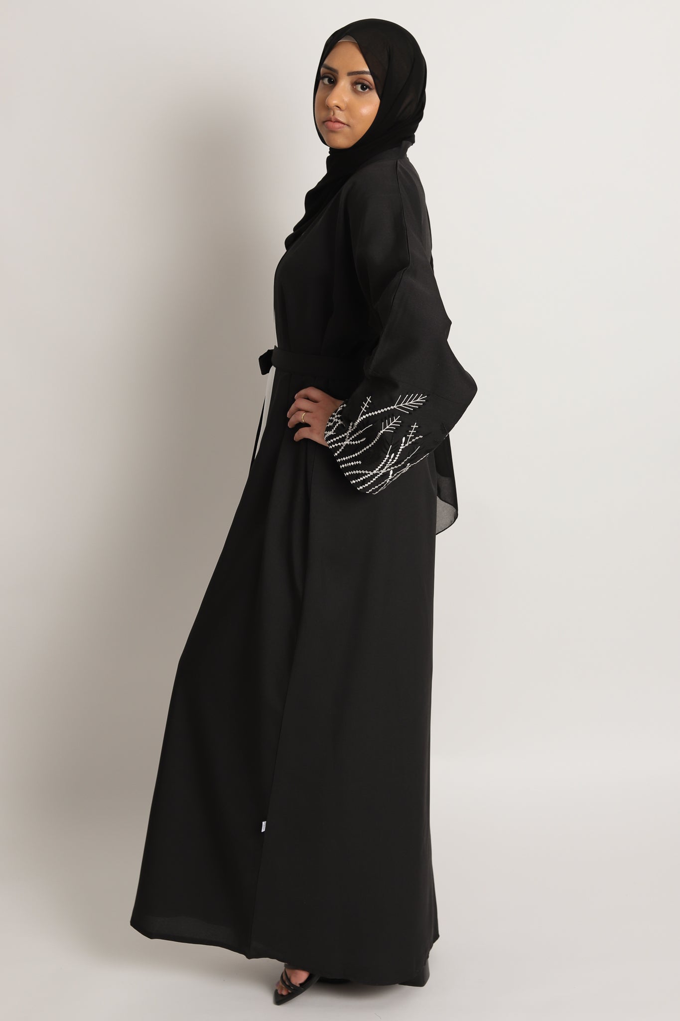 Zara Botanical Embroidered Open Abaya