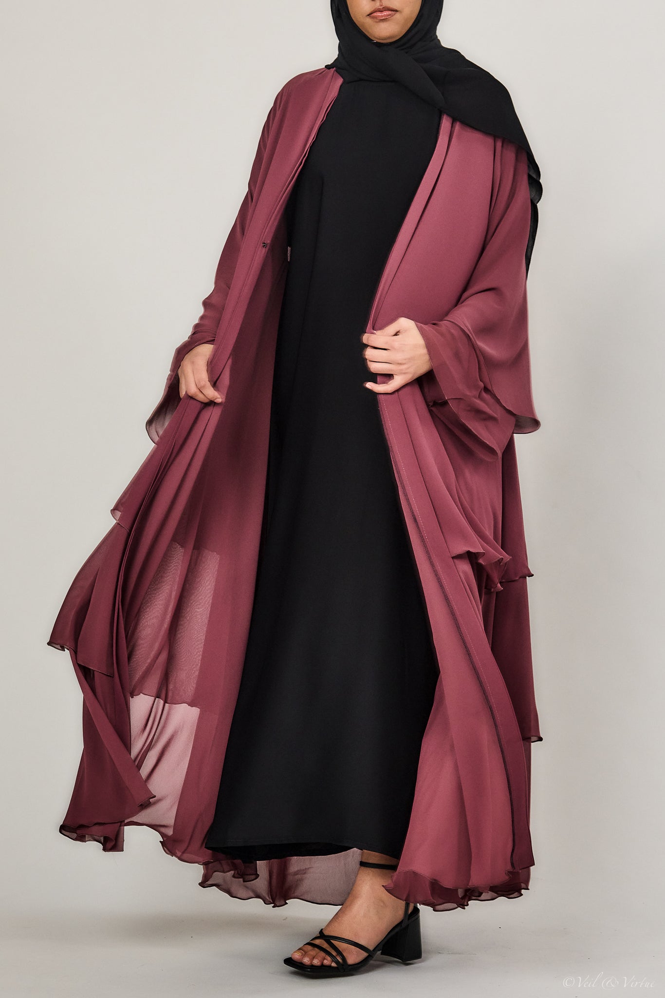 Lina Rouge Layered Open Abaya