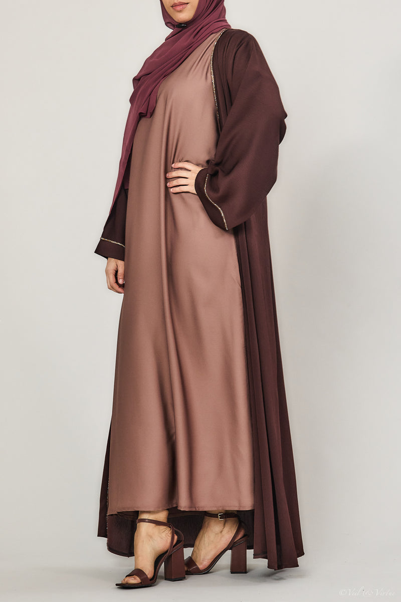 Pecan Short-Sleeved Abaya Slip Dress