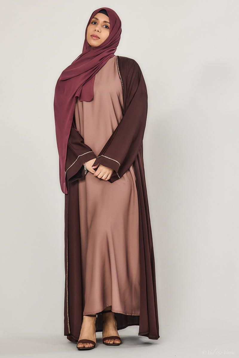 Pecan Short-Sleeved Abaya Slip Dress