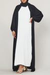 Short-Sleeved Crinkle Abaya Slip Dress Off-White