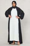 Short-Sleeved Crinkle Abaya Slip Dress Off-White