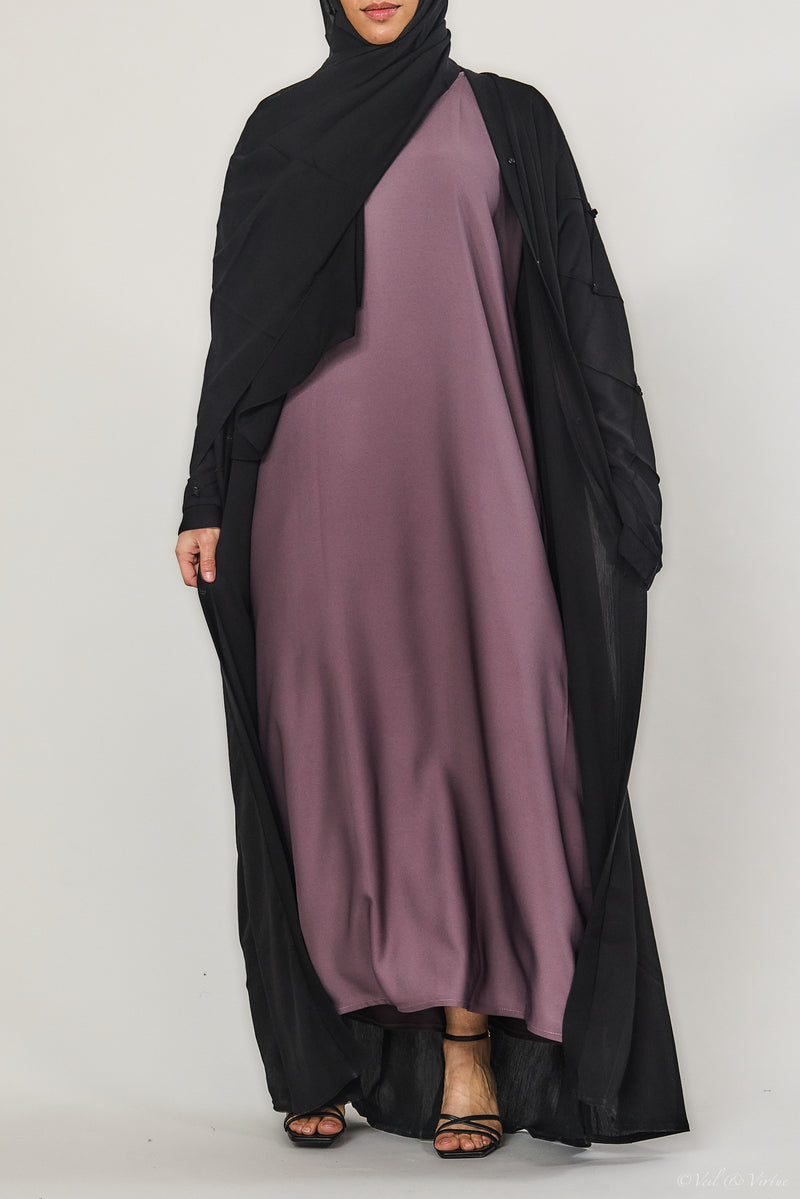 Plum Short-Sleeved Abaya Slip Dress