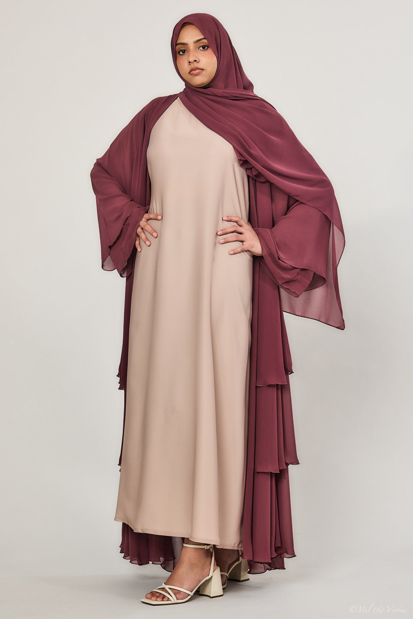 Lina Rouge Layered Open Abaya