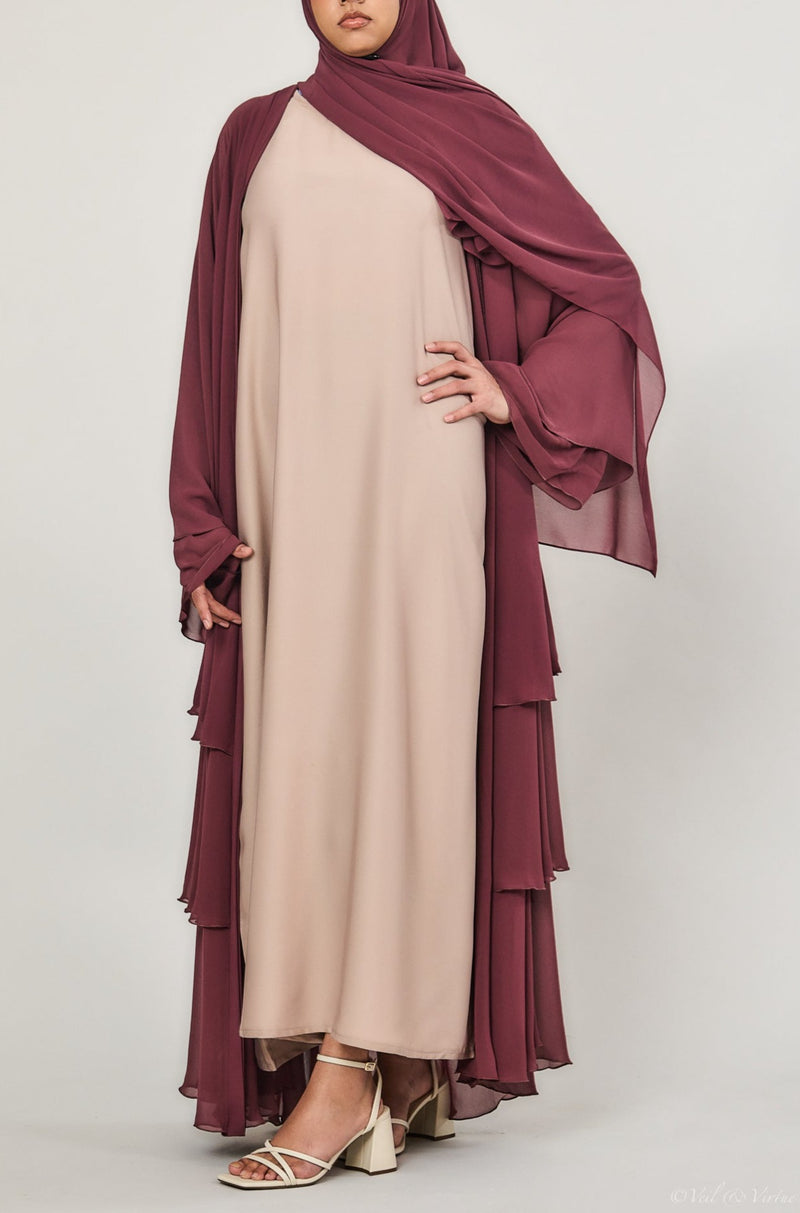 Latte Short-Sleeved Abaya Slip Dress