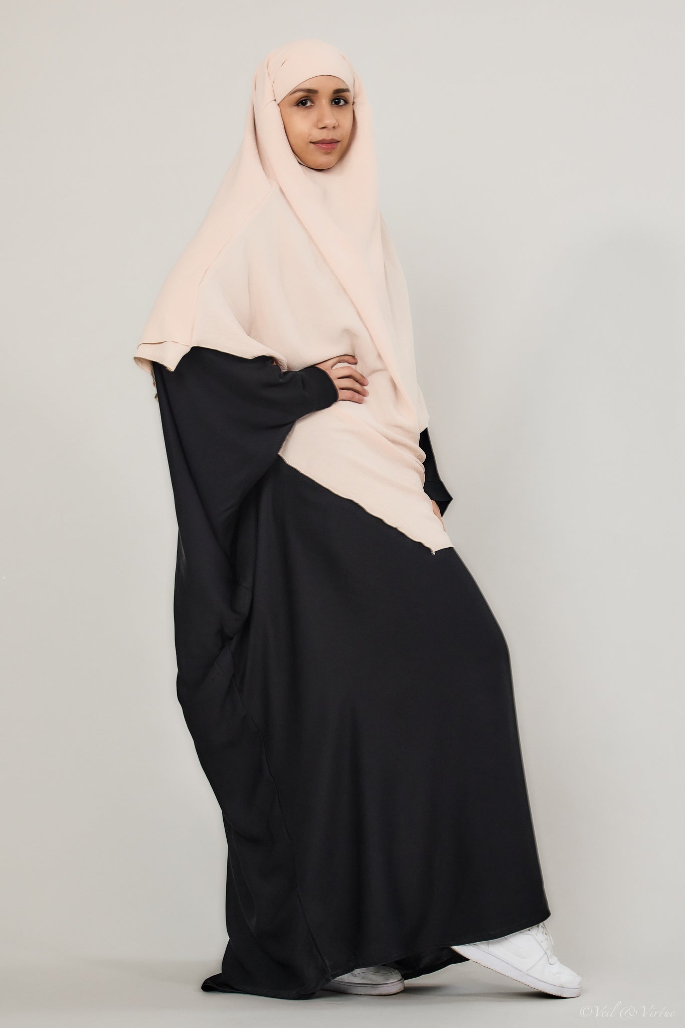 Double Layer Khimar Cream