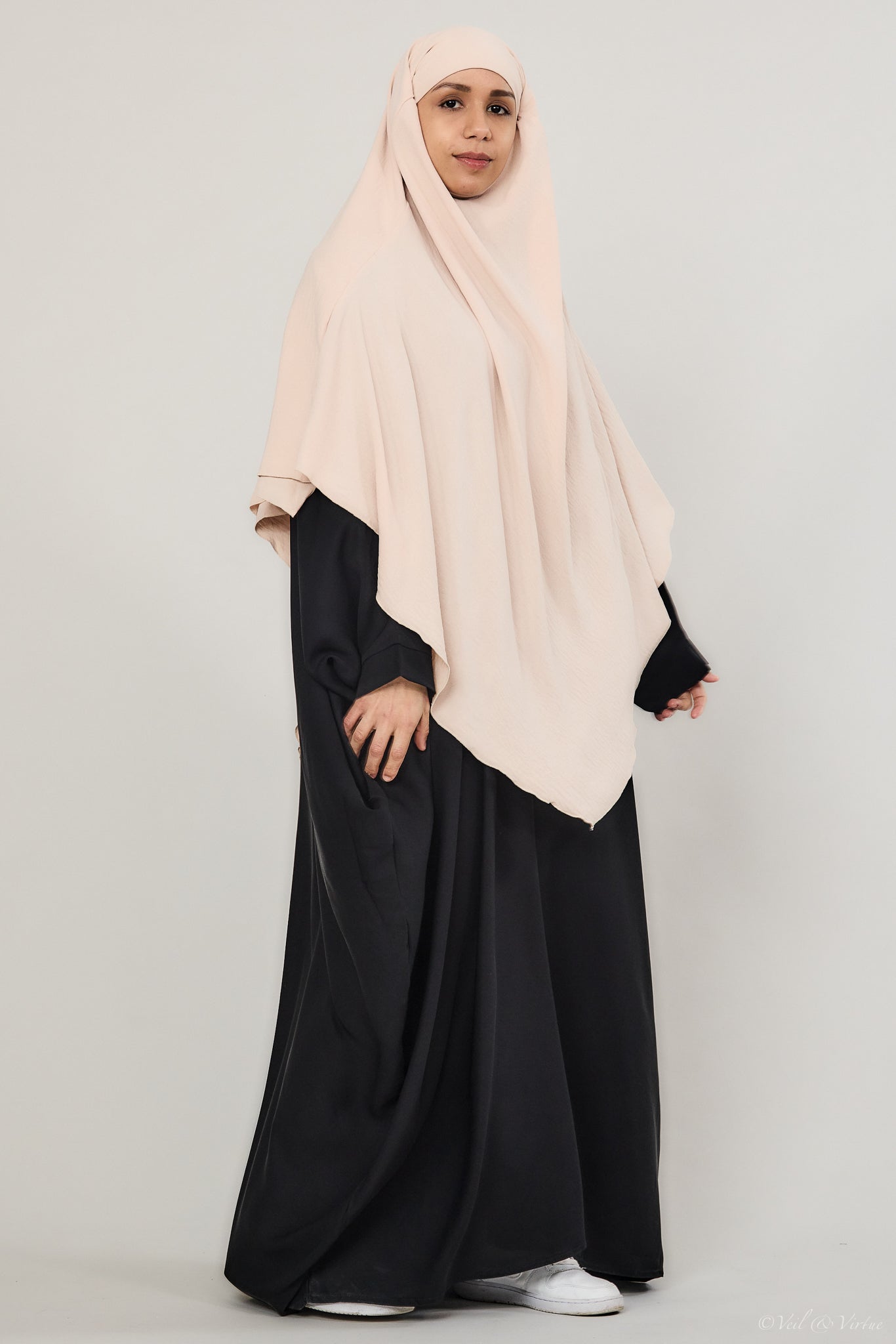 Double Layer Khimar Cream