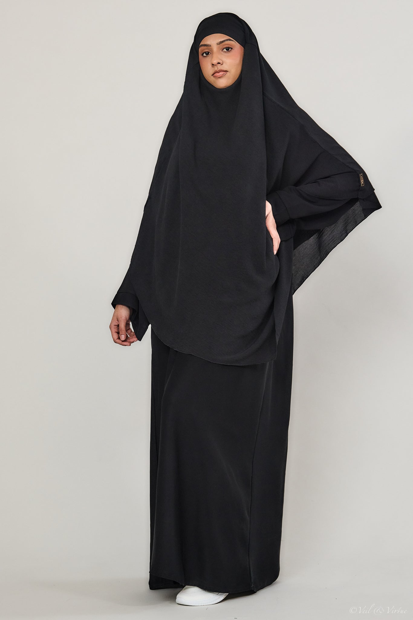 Double Layer Khimar Black