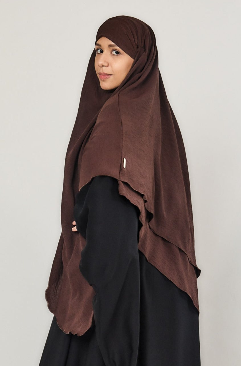 Double Layer Khimar Walnut