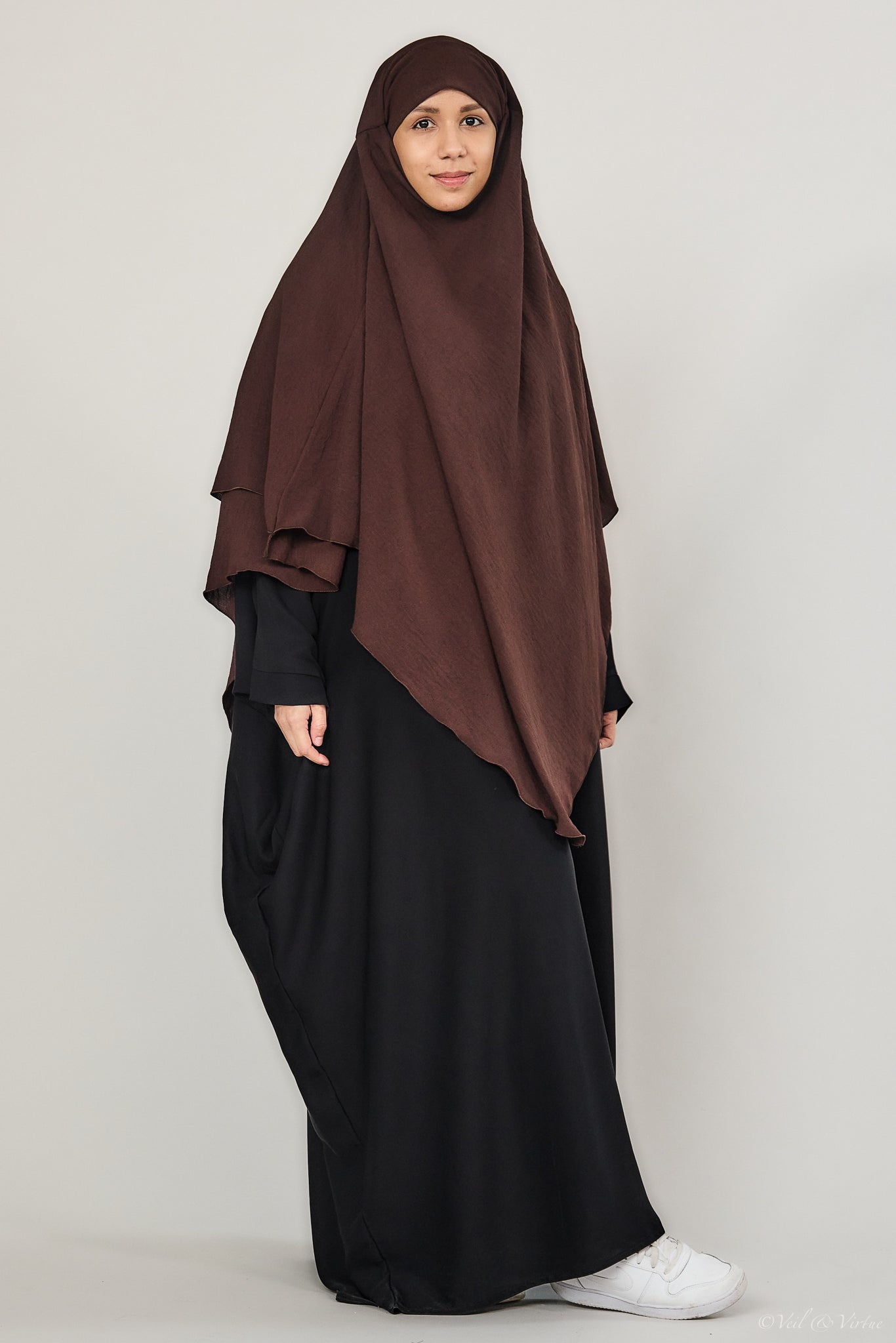 Double Layer Khimar Walnut