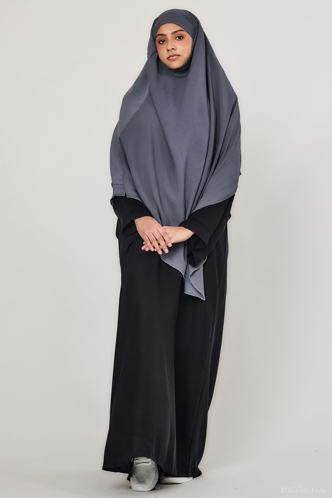 Double Layer Khimar Slate