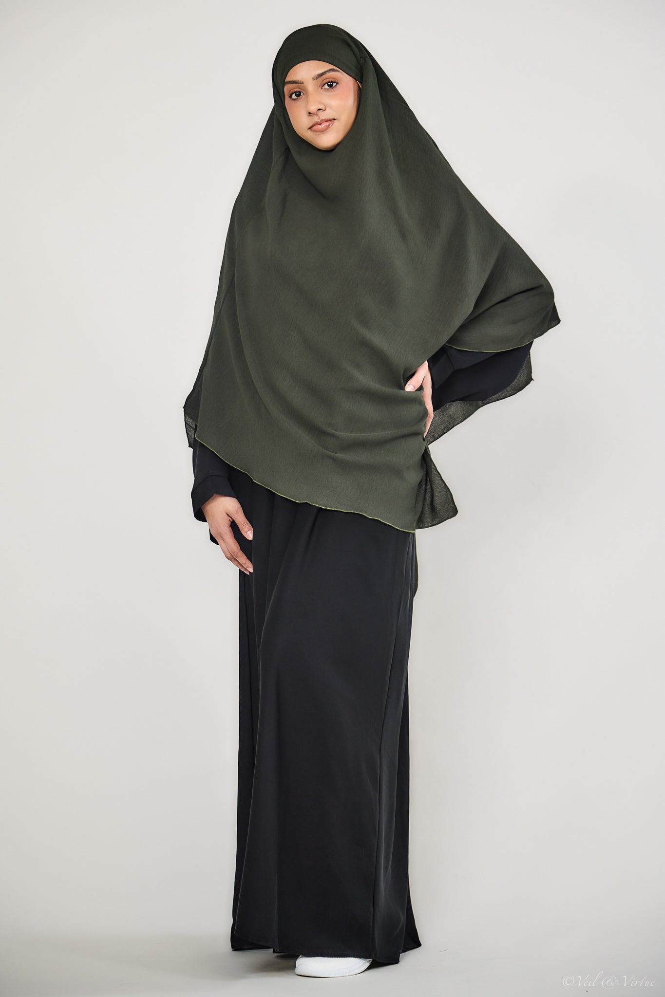 Double Layer Khimar Deep Green