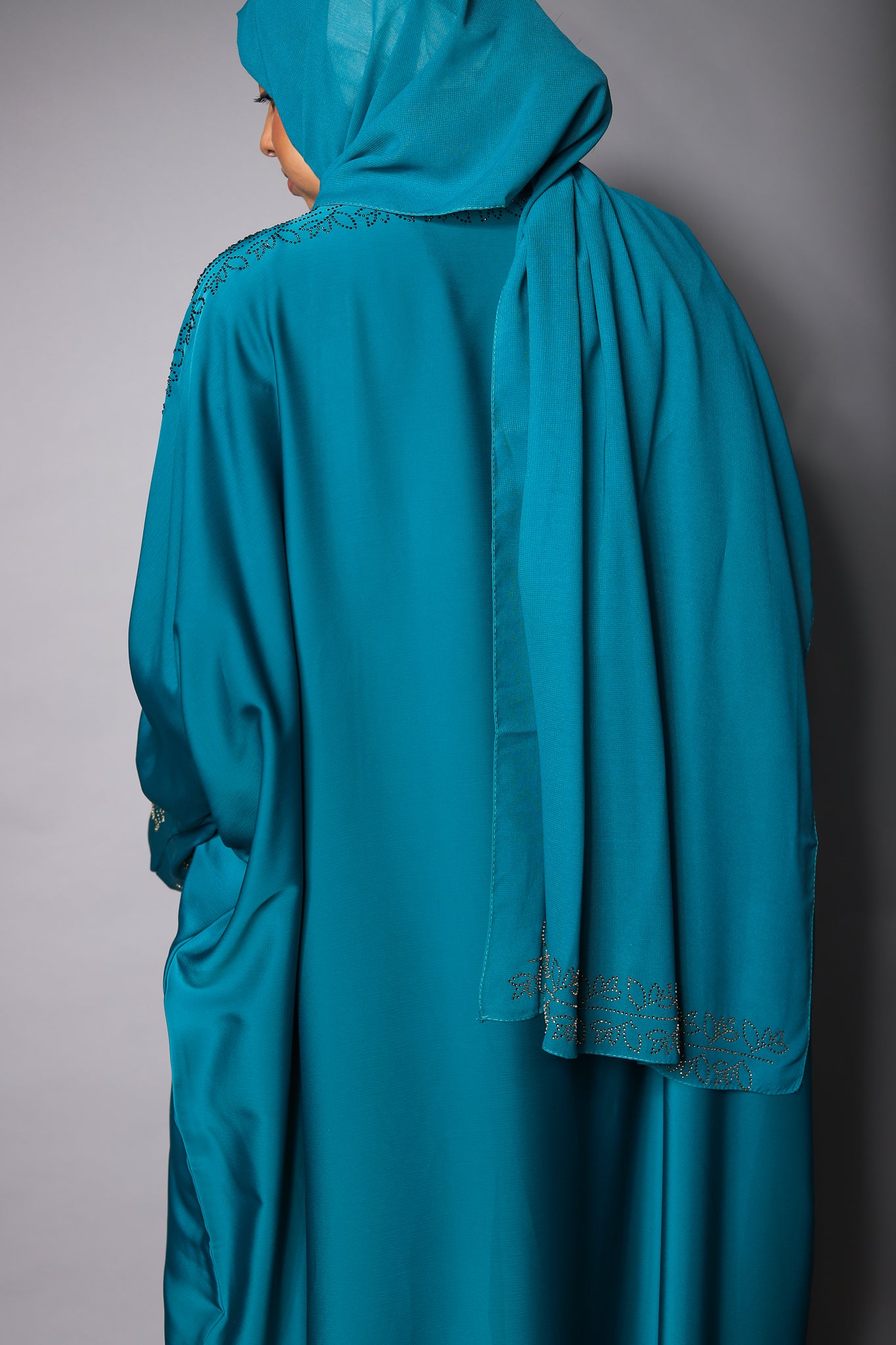 Teal Embellished Farasha