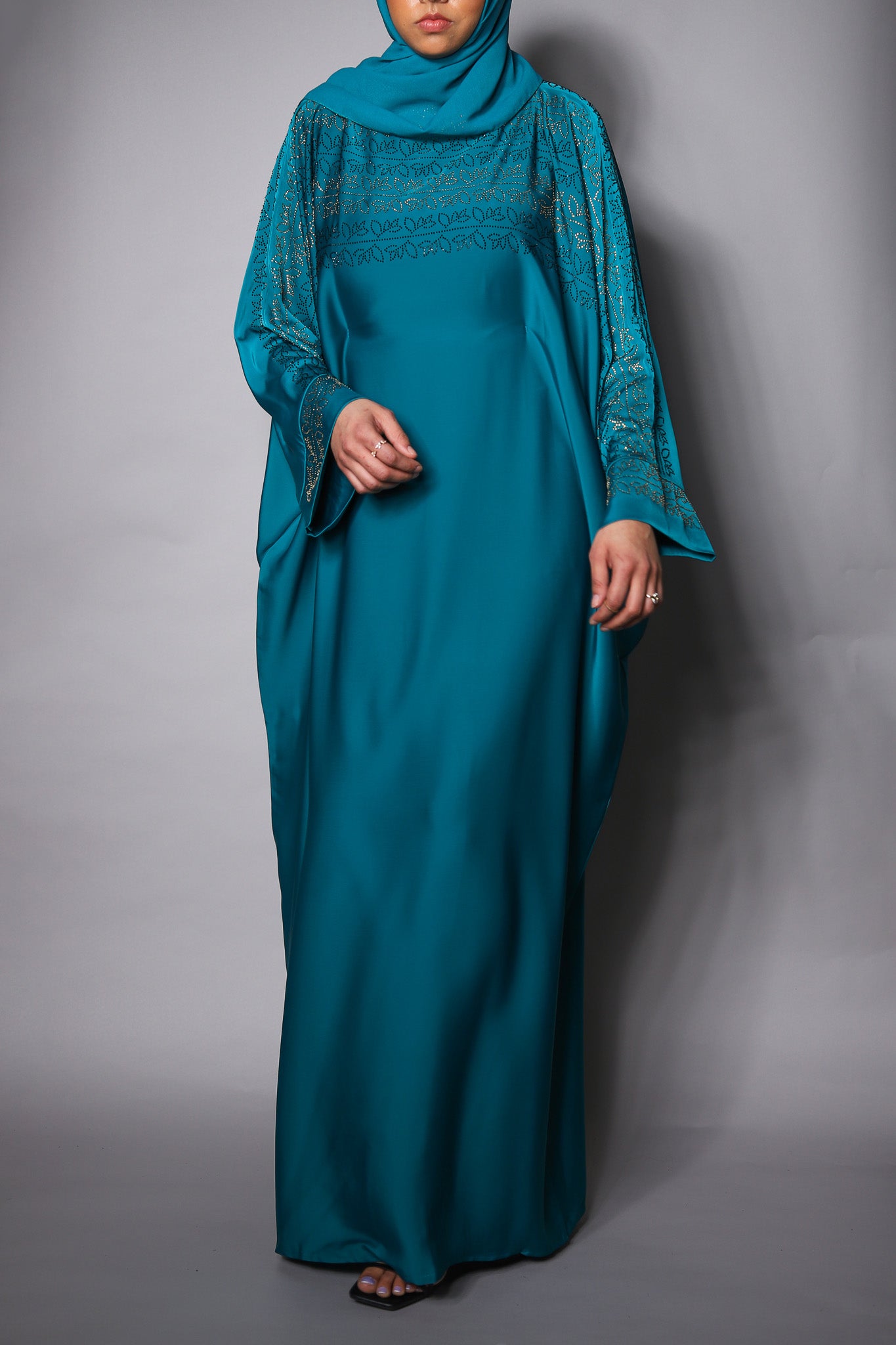 Teal Embellished Farasha