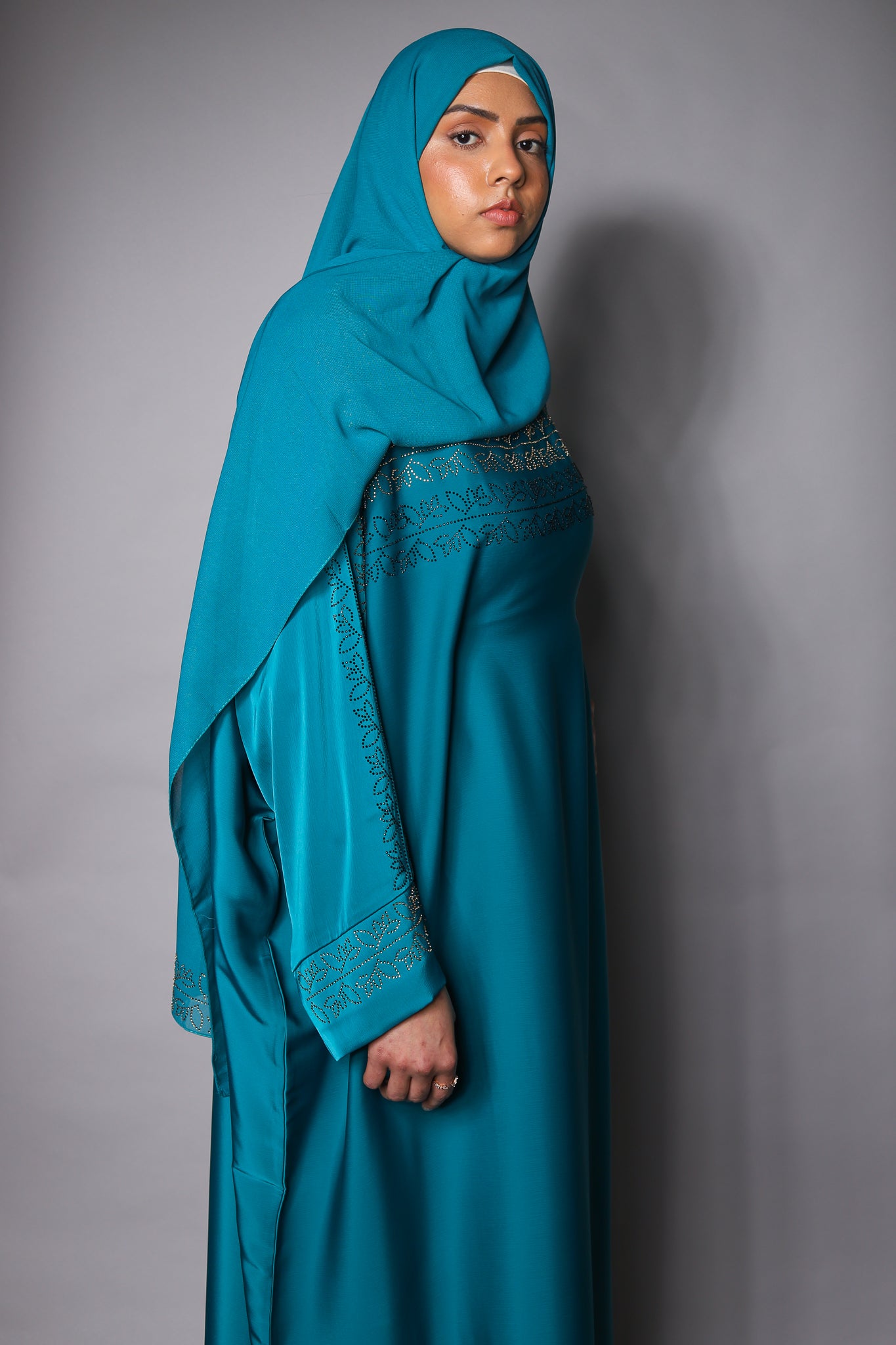 Teal Embellished Farasha