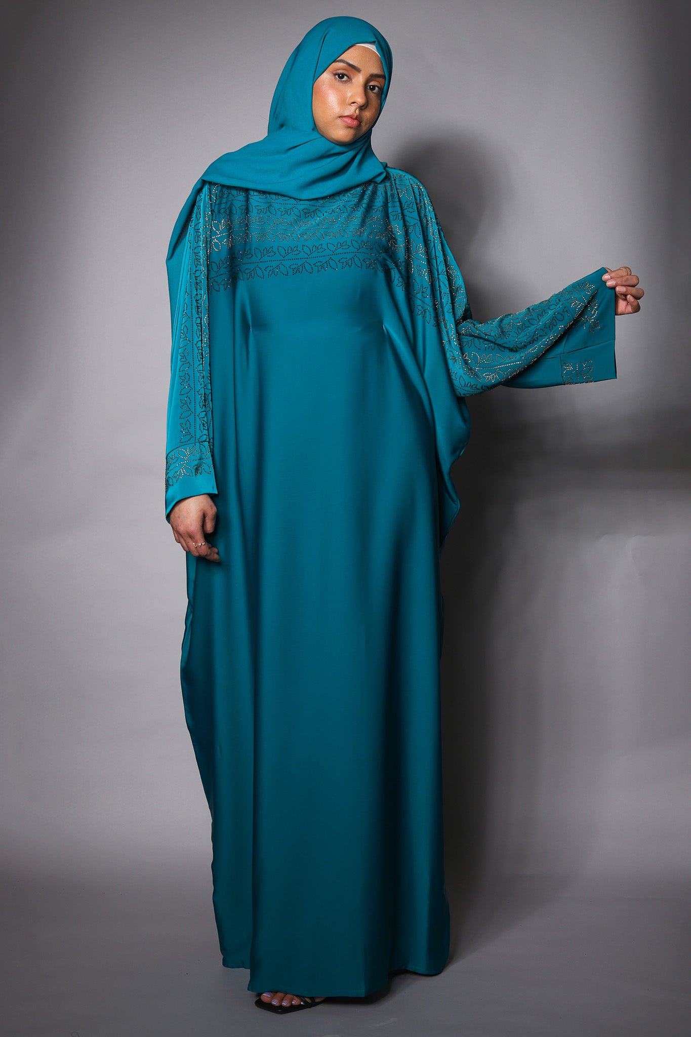 Teal Embellished Farasha