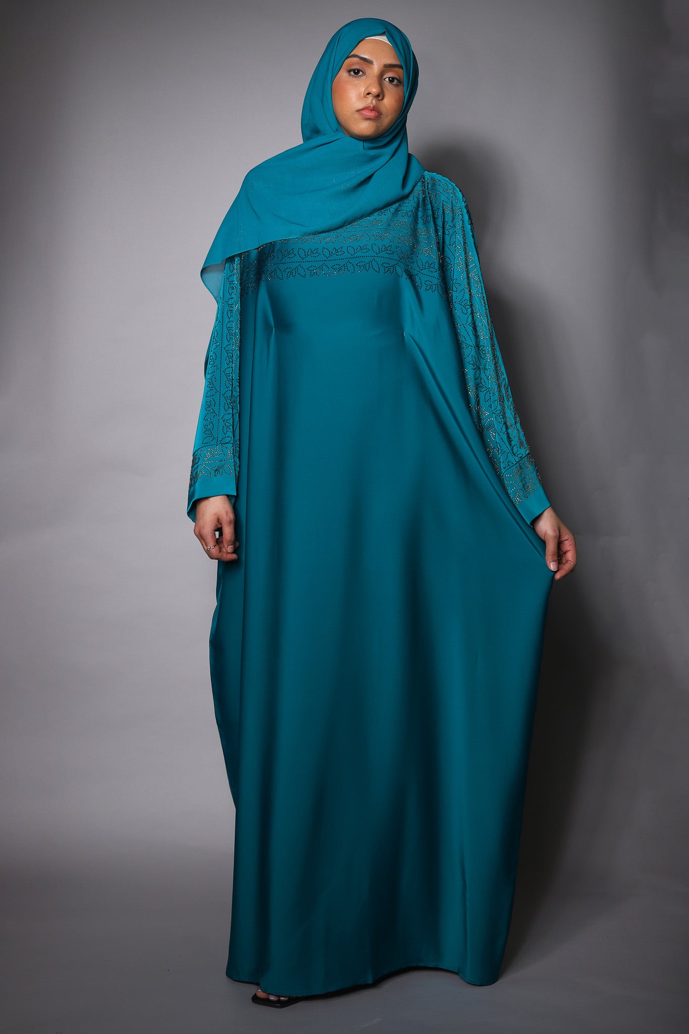 Teal Embellished Farasha