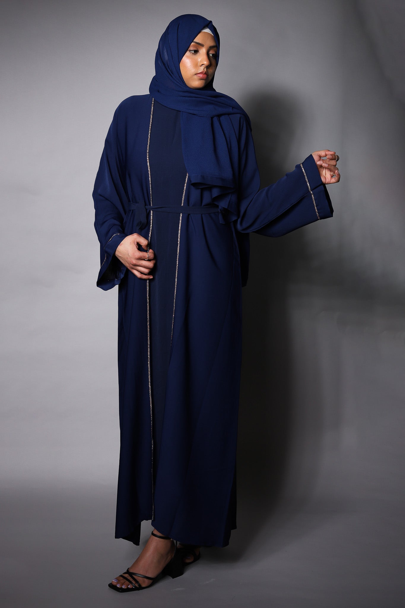 Maha Navy Blue Textured Kimono