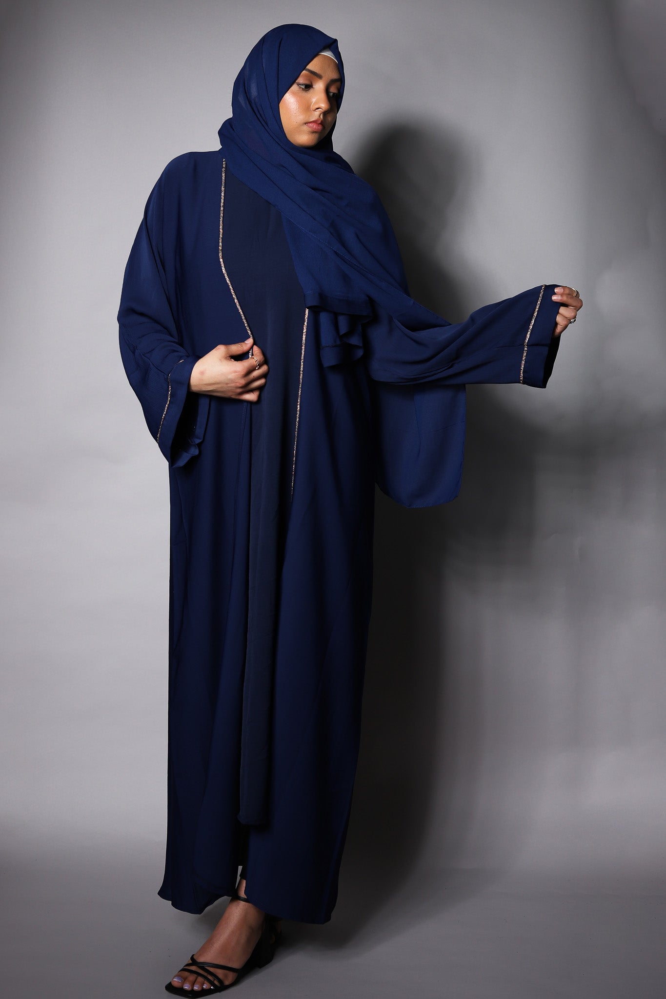 Maha Navy Blue Textured Kimono