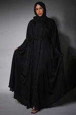 Black Embellished Open Umbrella Flare Abaya