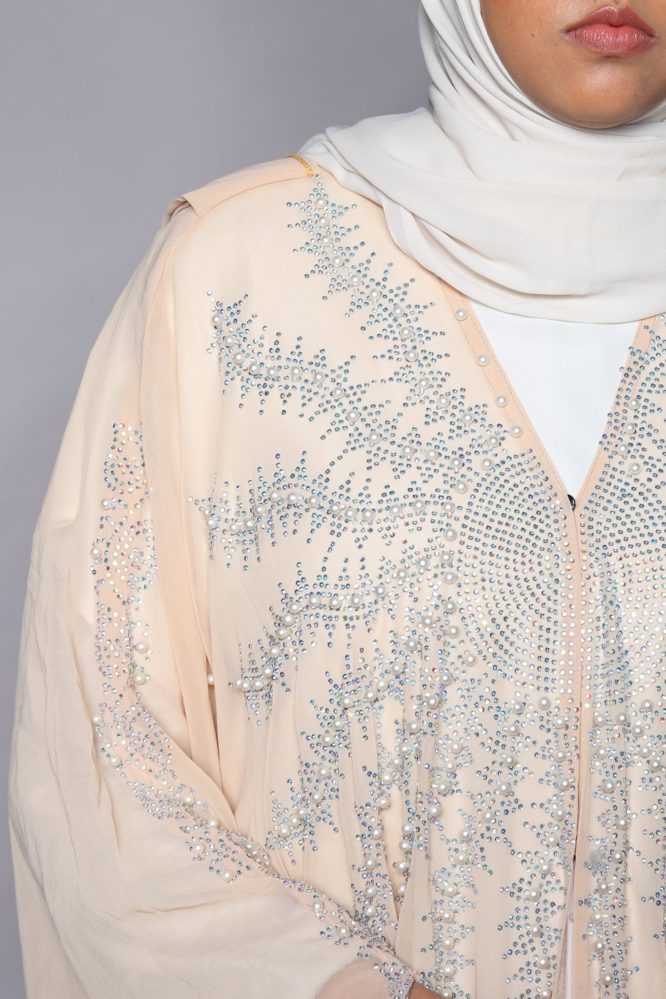 Apricot Sheer Embellished Bisht