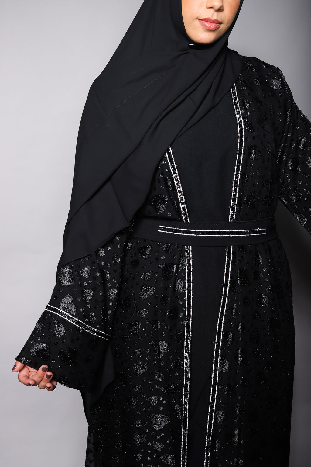 Amour Sheer Black Open Abaya