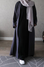 Short Sleeved Abaya Slip Dress Black