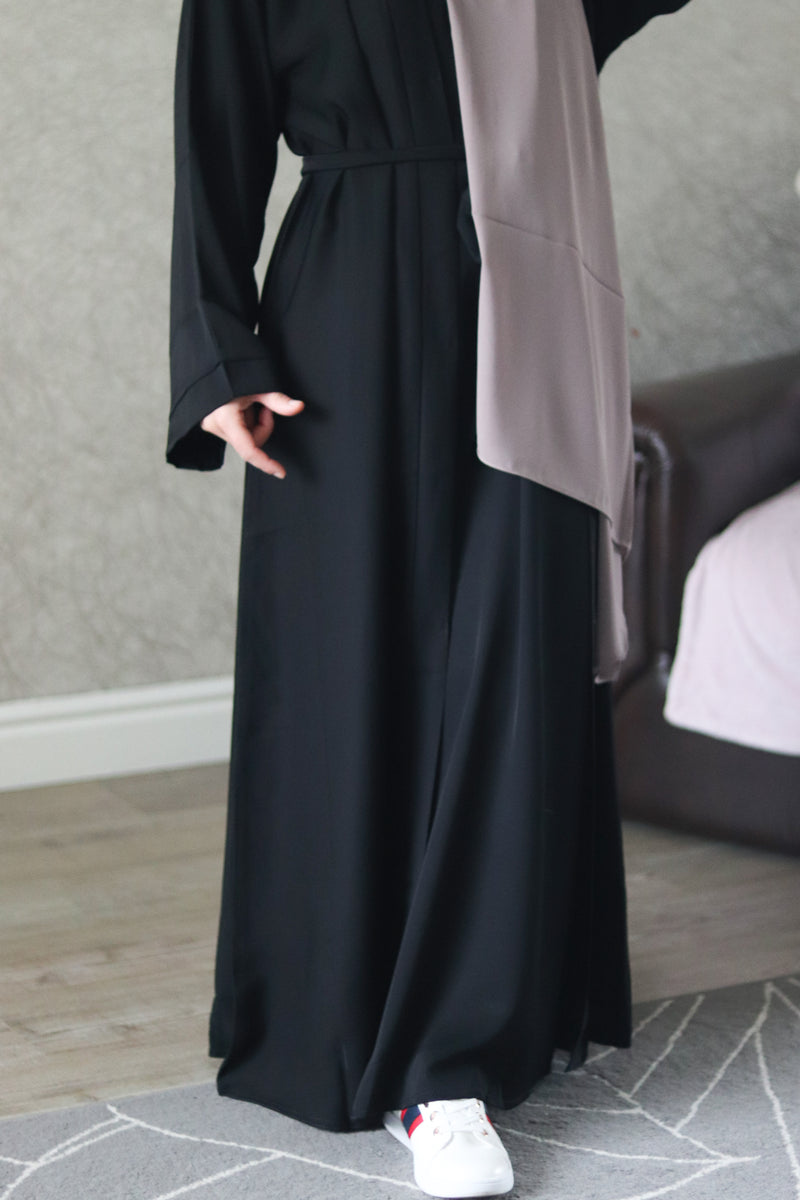 Black Plain Open Abaya