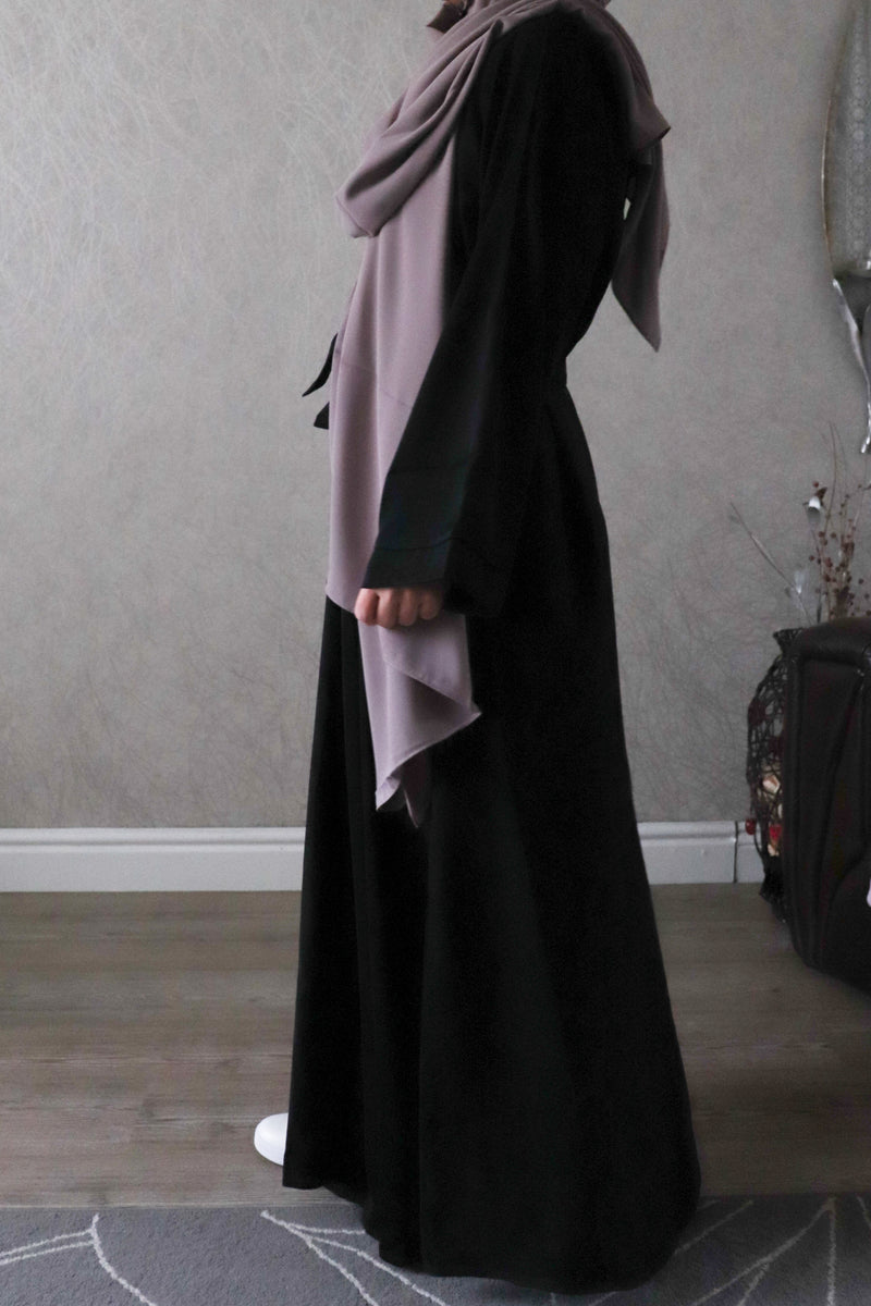 Black Plain Open Abaya