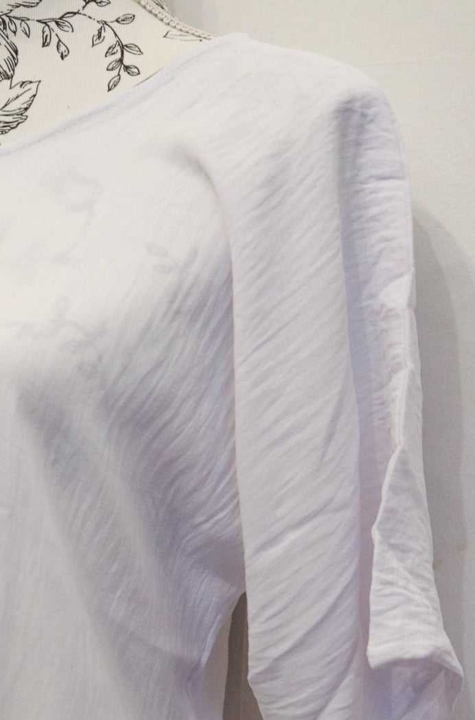 Short-Sleeved Crinkle Abaya Slip Dress White