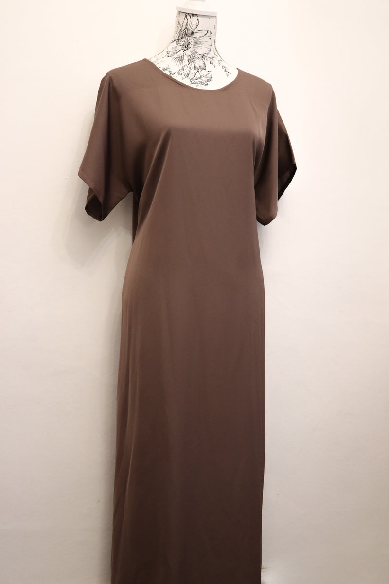 Mink Short-Sleeved Abaya Slip Dress