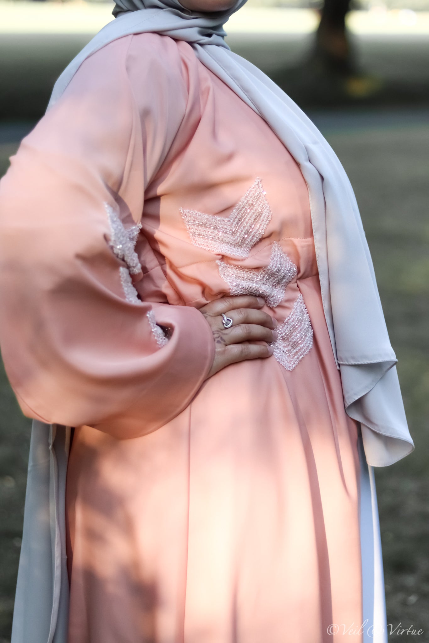 Inara Coral Gem Detail Abaya