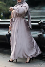 Yusra Taupe Satin Maxi Dress